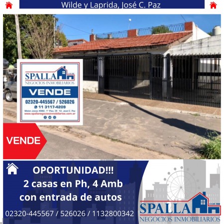 2 CASAS DE 4 AMBIENTES EN VENTA - ZONA JOSE C. PAZ