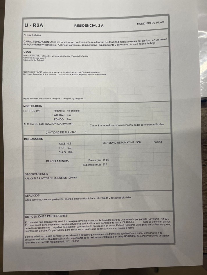 LOTE EN PILAR CENTRO EXCELENTE UBICACION ZONIFICACION UR2A - APTO CREDITO
