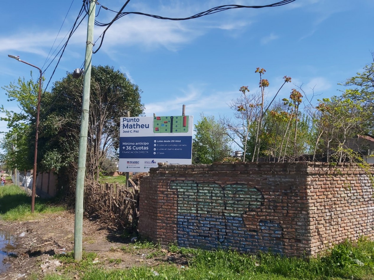 LOTES - "PUNTO MATHEU" - JOSE C. PAZ - PREVENTA EXCLUSIVA