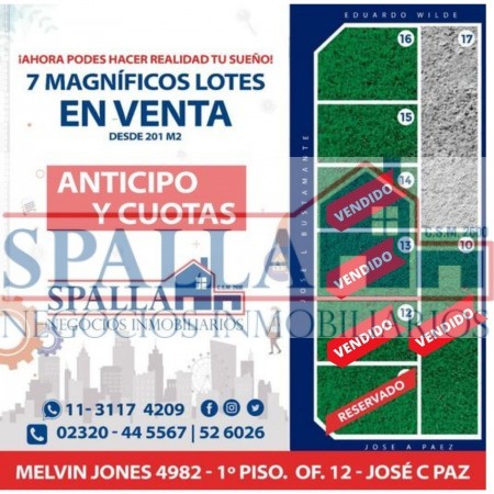 LOTES A LA VENTA - EXCELENTE UBICACION - JOSE C. PAZ